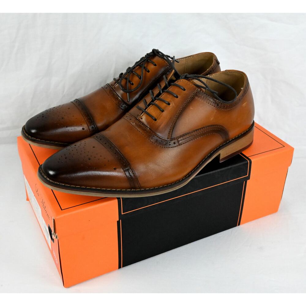 La Milano Lorenzo Men's 12 EEE Tan Leather Dress Shoes A11873